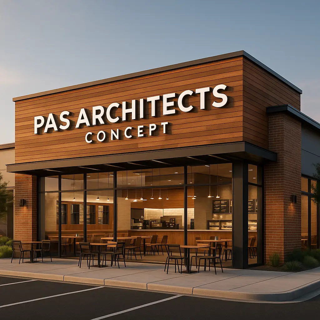 Branded commercial storefront with PAS Architects - Commercial Architect